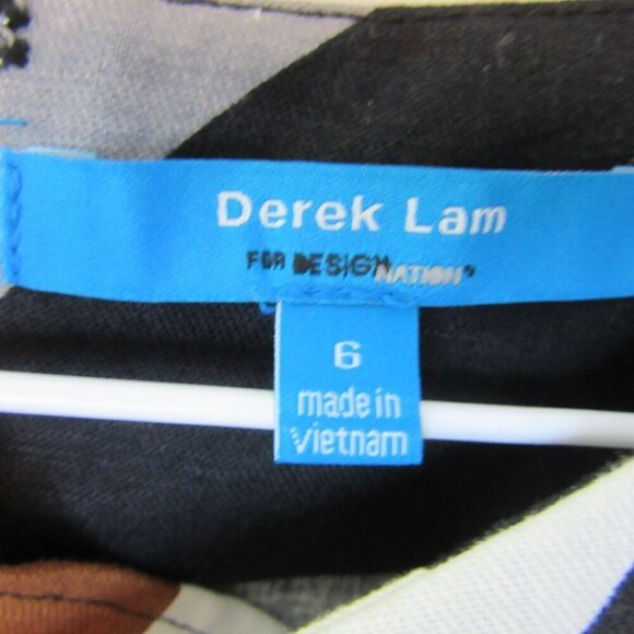 Derek Lam Abstract Linen Sheath Dress Brown Gray Striped Womens 6 - Picture 4 of 7